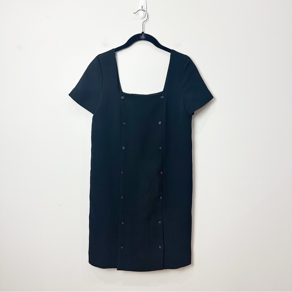 Armani Exchange A/X Square Neckline Ladylike Short Sleeve Black Dress - Picture 3 of 6